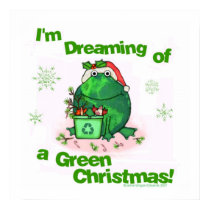 Green Christmas Environmental Frog posters