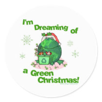 Green Christmas Environmental Frog Stickers