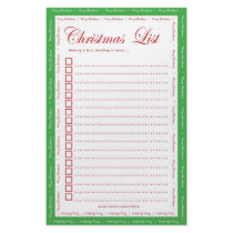 Green Christmas List Custom Stationery