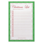 Green Christmas List Custom Stationery