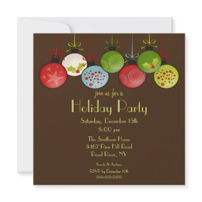 Green Christmas Ornament Holiday Party Invitation by celebrateitinvites
