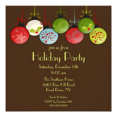 Green Christmas Ornament Holiday Party Invitation