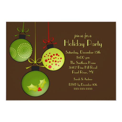 green christmas ornament holiday party invitation zazzle green christmas ornament holiday party invitation zazzle