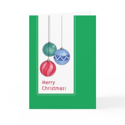 Green Christmas Ornaments Card by floatinglemons