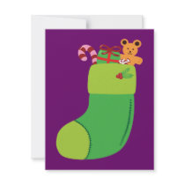 Green Christmas Stocking Invitation