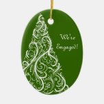 Green Christmas Tree Winter Engagement Ornament