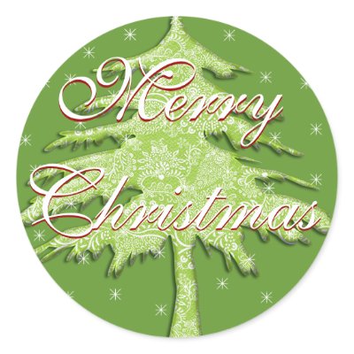 Green Christmas Tree with Stars Round Sticker by samack