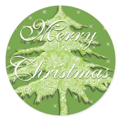 Green Christmas Tree with Stars Stickers by samack
