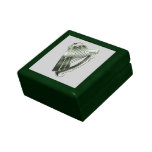 Green Chrome Irish Celtic Harp Keepsake Giftbox Jewelry Box