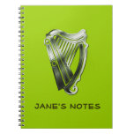 Green Chrome Irish Celtic Harp Notebook Notebooks