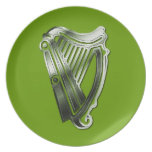 Green Chrome Irish Celtic Harp On A Plate at Zazzle