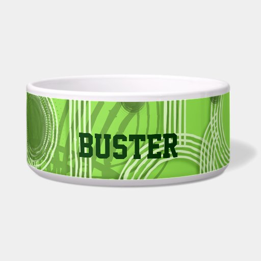 Green circle and track custom name pet bowl dog food bowl