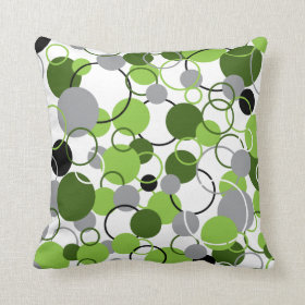 Green Circles Pattern Throw Pillow