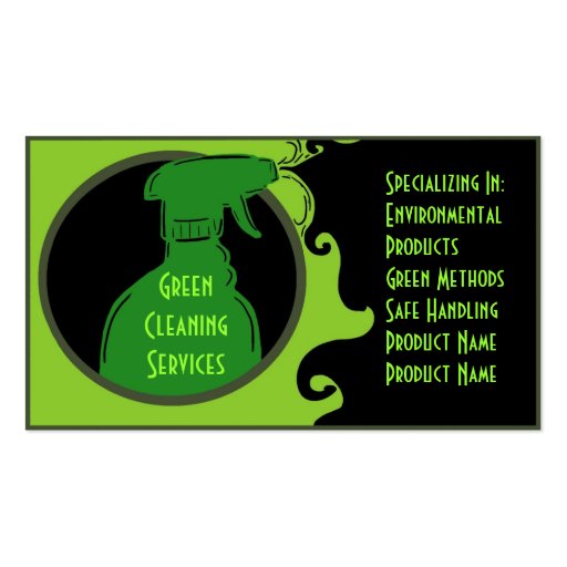 Green Clean artistic cleaning business cards (back side)