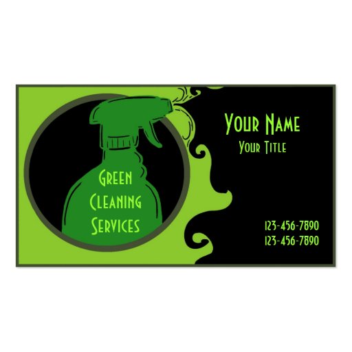 Green Clean artistic cleaning business cards (front side)