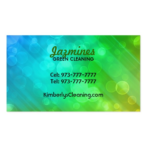 Green Cleaning business cards (back side)