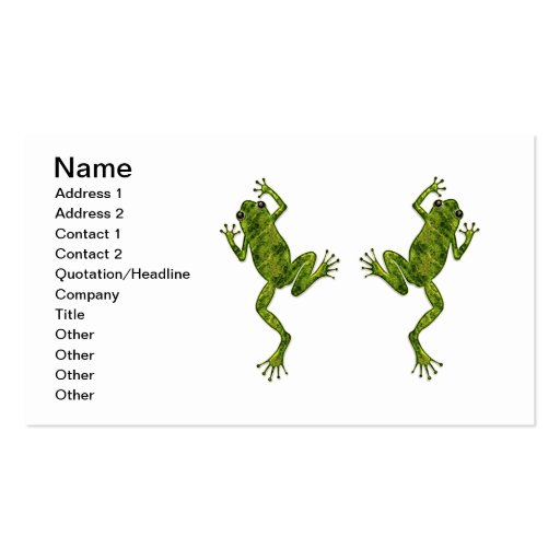 Green Climbing Tree Frog Business Card (front side)