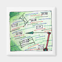 Green Clock Drawing Magnet magnets