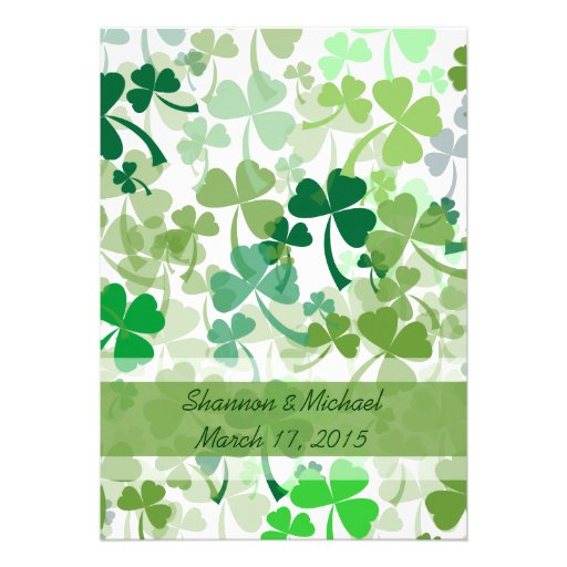 Green Clover All Over Wedding Invitations (front side)