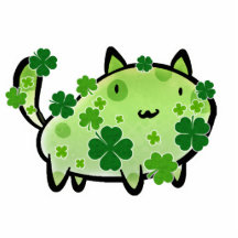 Green Clover Cat Cut-Out Magnet Cut Out