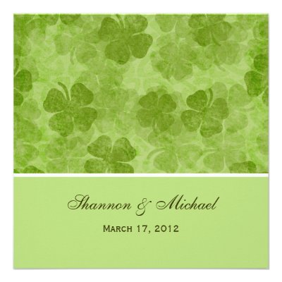 Green Clover Irish Wedding Invitations