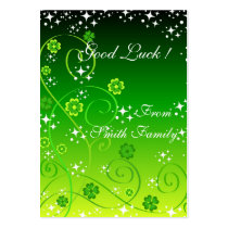 Green clovers and stars business cards