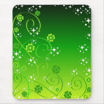Green clovers and stars mousepads