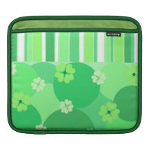 Green clovers and stripes sleeve for iPads