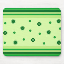 Green clovers and stripes mousepads