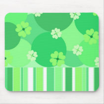 Green clovers and stripes mousepads