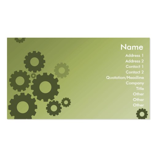 Green Cogs - Business Business Card Templates (front side)