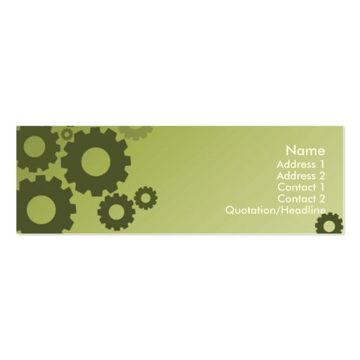 Green Cogs - Skinny Business Card (front side)