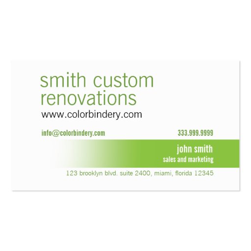 Green Color Path Business Card (front side)