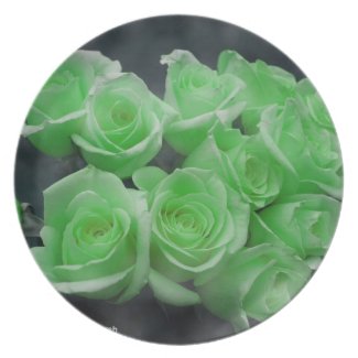 Green colorized bunch roses party plates