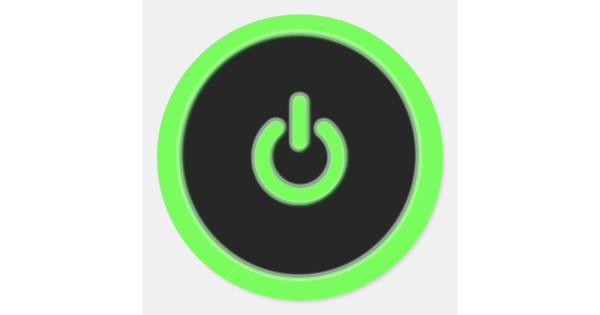Green Computer Power Button Sticker Zazzle