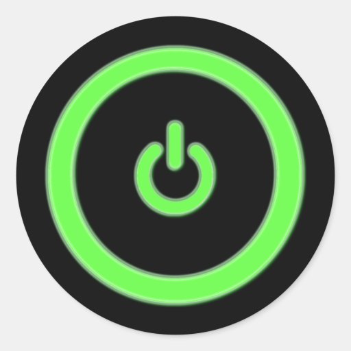 Green Computer Power Button Sticker Zazzle