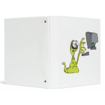 green computer typing alien monster blob 3 ring binder