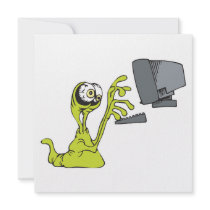 green computer typing alien monster blob personalized invites