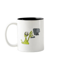 green computer typing alien monster blob coffee mugs