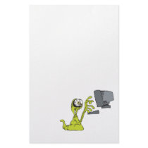 green computer typing alien monster blob stationery