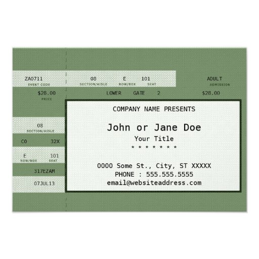 green concert ticket personalized announcement