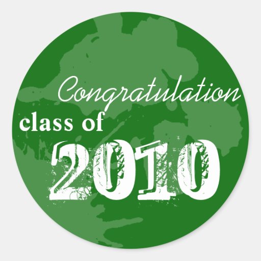 Green congratulation class of graduation gift tag round sticker