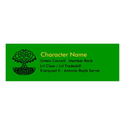 Green Council Member Skinny Business Cards