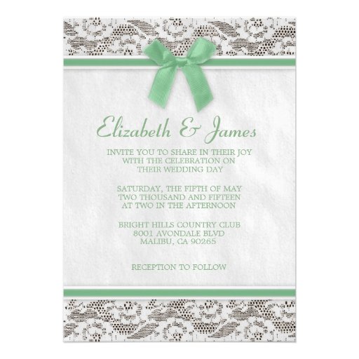 Green Country Lace Wedding Invitations