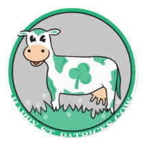 Green Cow Round Stickers