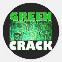 GREEN CRACK ROUND STICKER