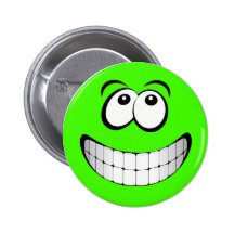 Green Crazy Eyes Smiley Face Pins