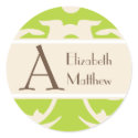 Green Cream Customize Last and First Name Sticker