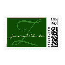 Green & Cream Monogram Z • Bride & Groom Stamp by CSWedding Green & Cream Monogram Z • Bride & Groom Stamp