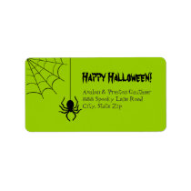 Green Creepy Spider Halloween Address Labels